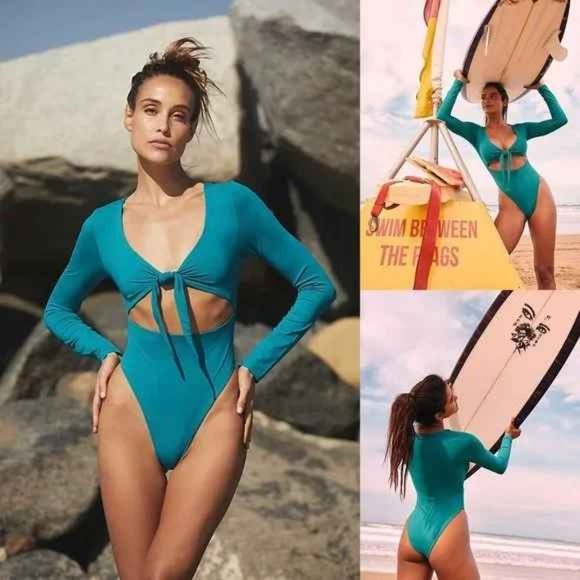 NEW Free People Stone Fox Swim Ulu Surf One-piece In Vedigris NWT $220 - Picture 1 of 6
